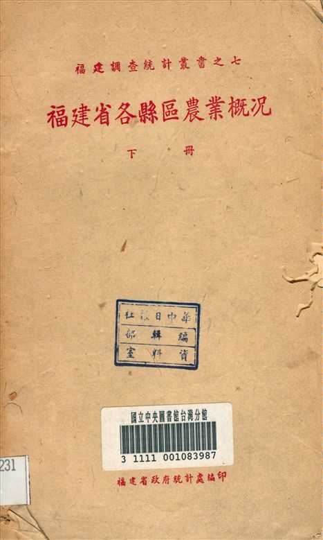 福建省各縣區農業概況